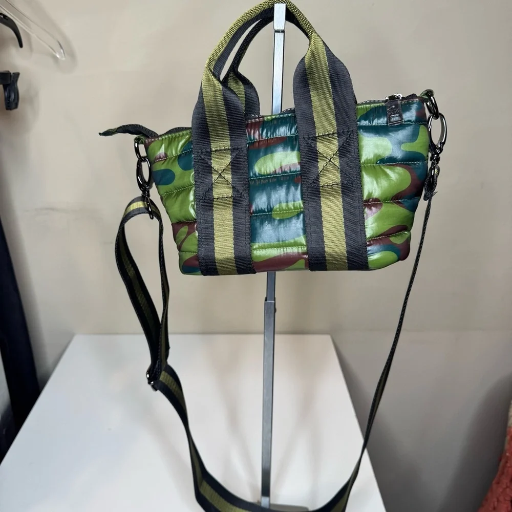 THINK ROYLN Think R LIL MAMA Camo Puffer Mini Tote Crossbody Green Black NWOT